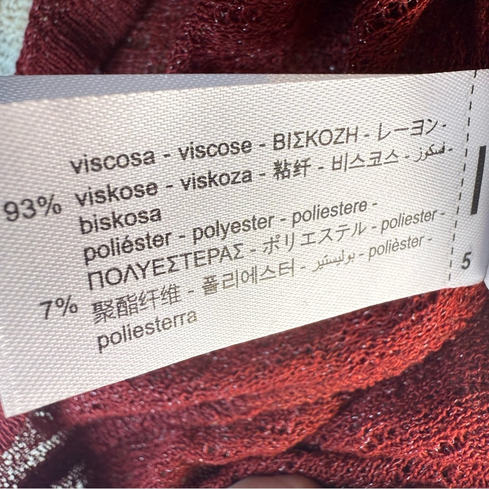 NWOT ZARA Large Rust Red One Shoulder Ruched Long Sleeve Lightweight Cocktail - Picture 8 of 13